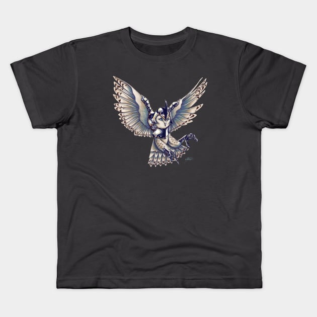 Snow Owl Flight Guard Kids T-Shirt by Indi Martin